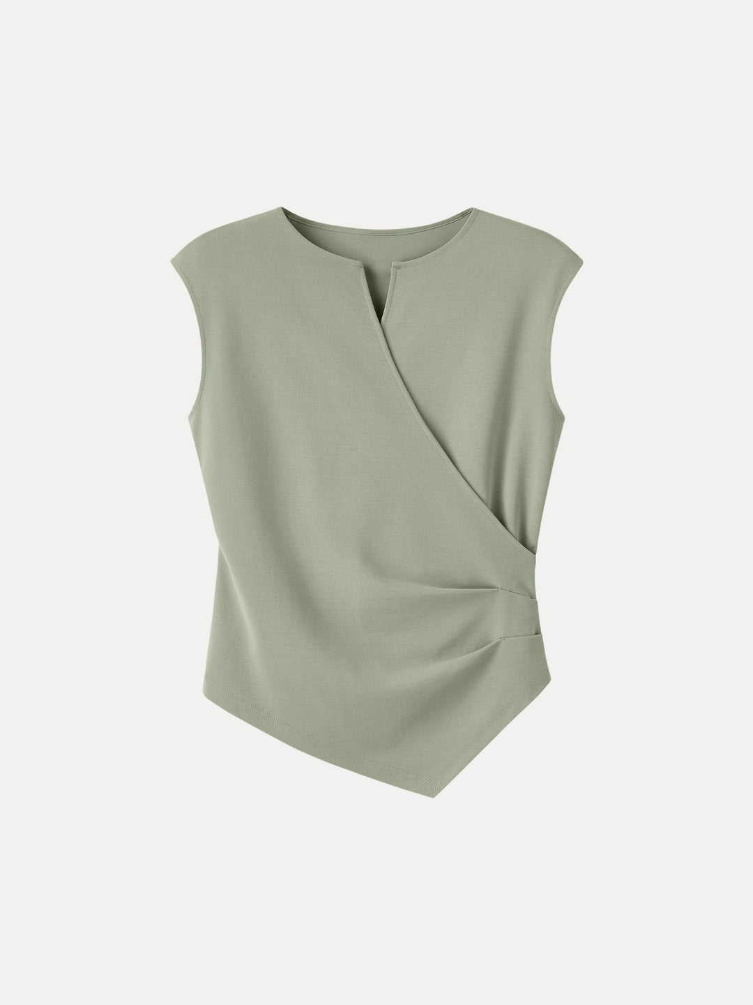 Surplice Wide Shoulder Tucked Angled Tank Top