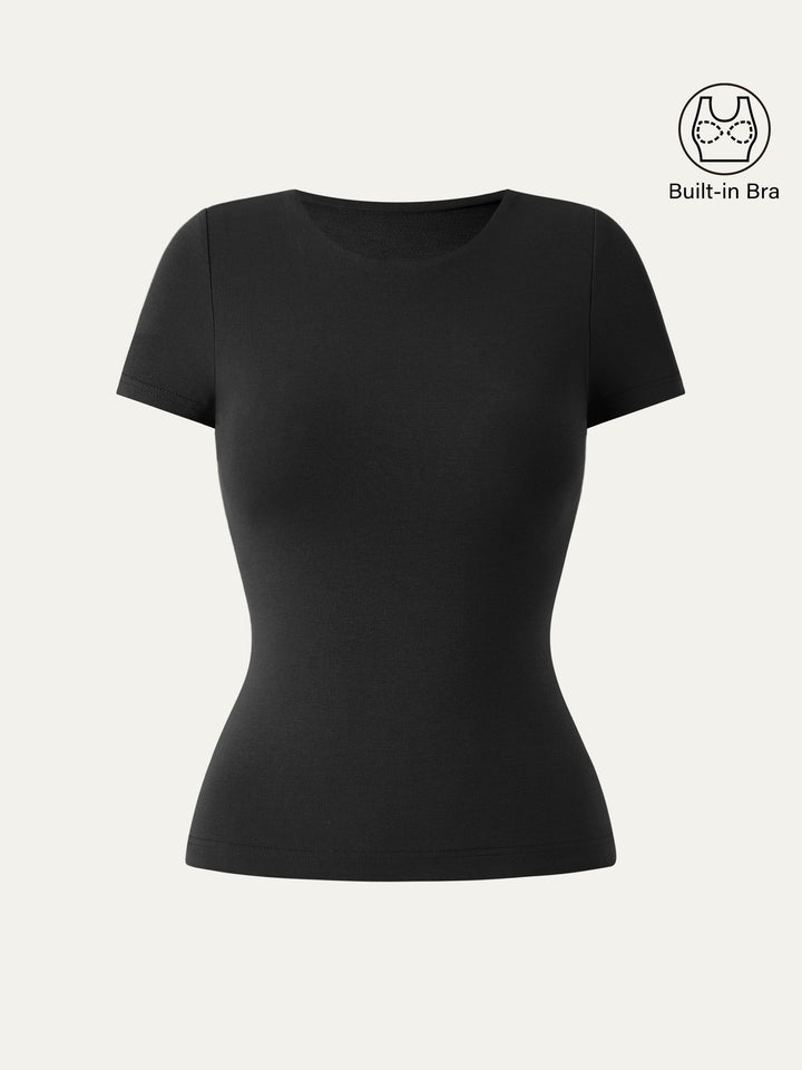 Crewneck Slimming Short Sleeve New Airy Bra Top