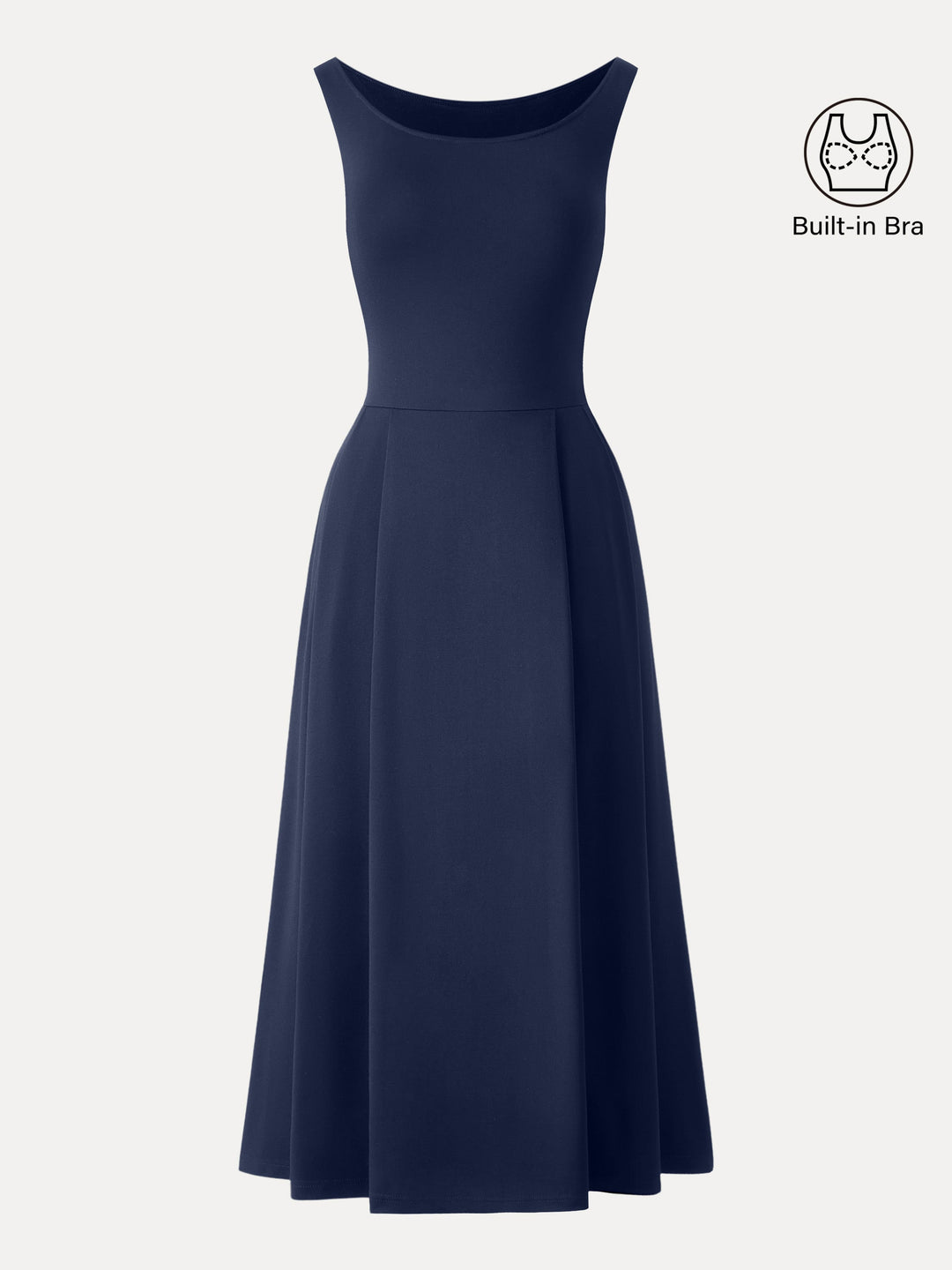 Balletic Scoop Neck Midi Bra Dress with Pockets