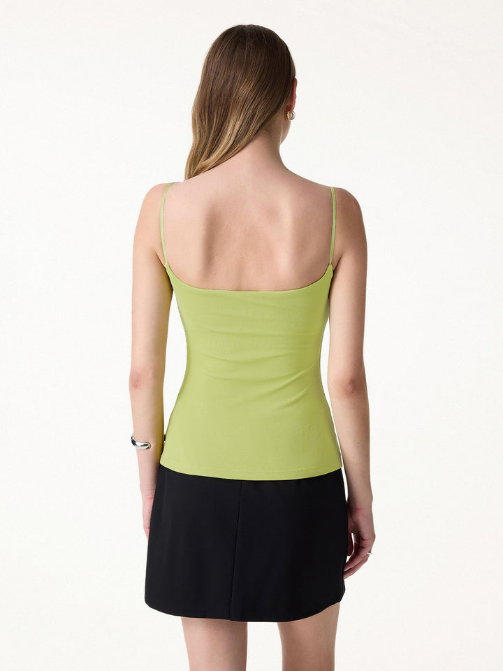 Sweat-Wicking Square Neck Stretchy Spaghetti Bra Tank