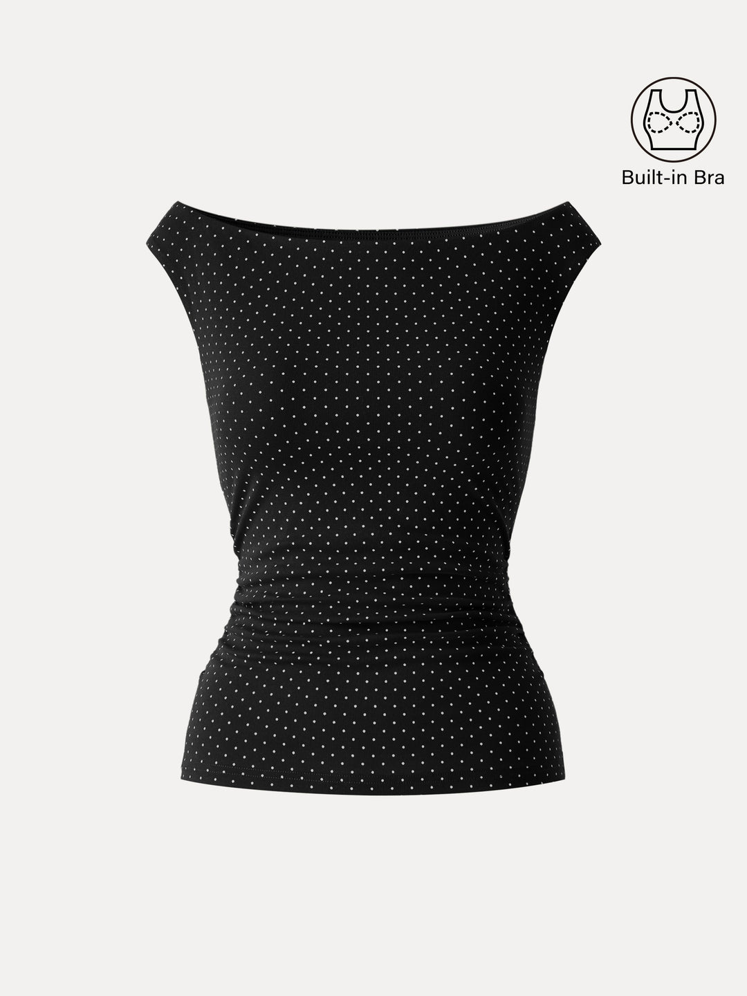 Stretch Cotton Polka Dot Boatneck Ruched Bra Top Limited Edition