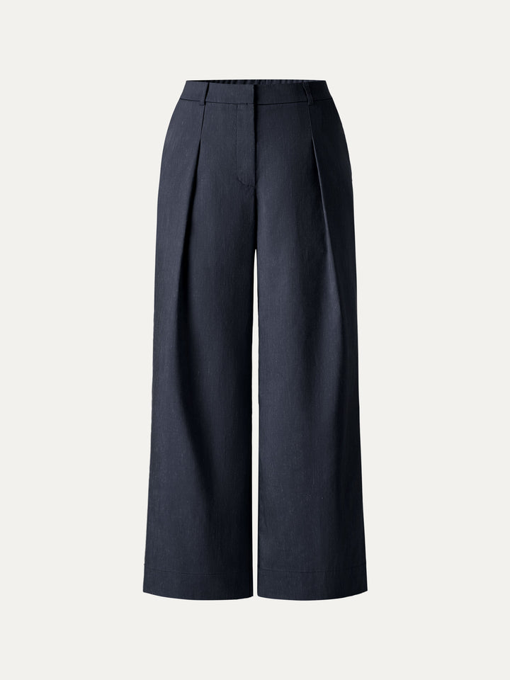 Linen Cropped Wide Leg Pants