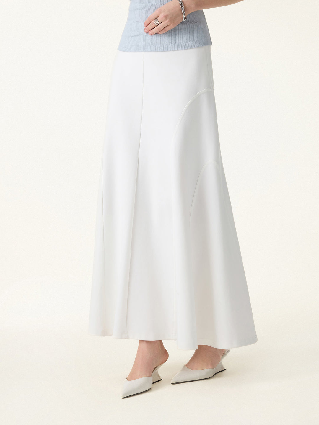 Wrinkle-Resistant A-Line Flared Maxi Skirt
