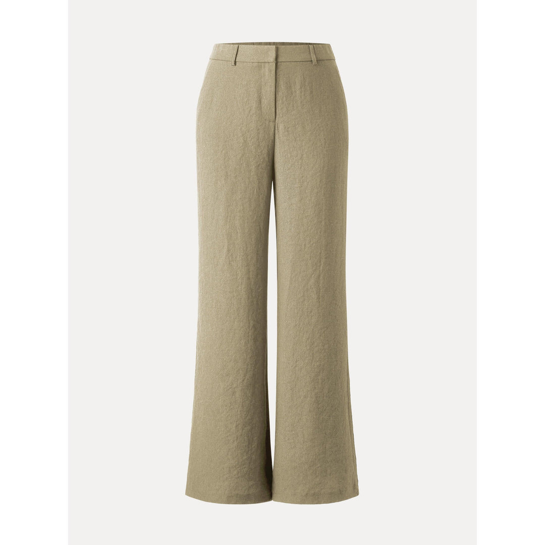 European Linen-Like Mid Rise Flared Pant with Pockets