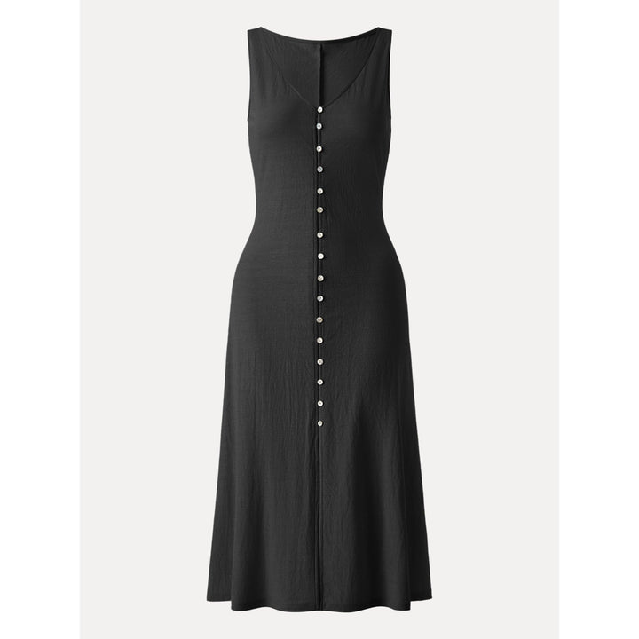 Multi-wear V-neck Button Front Midi Vest Dress