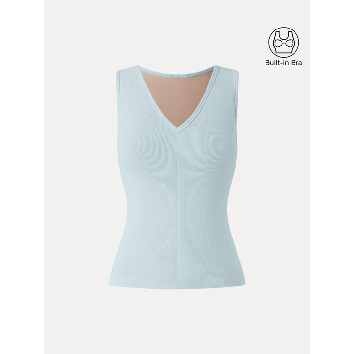 Pointelle V-neck Sleeveless Bra Tank