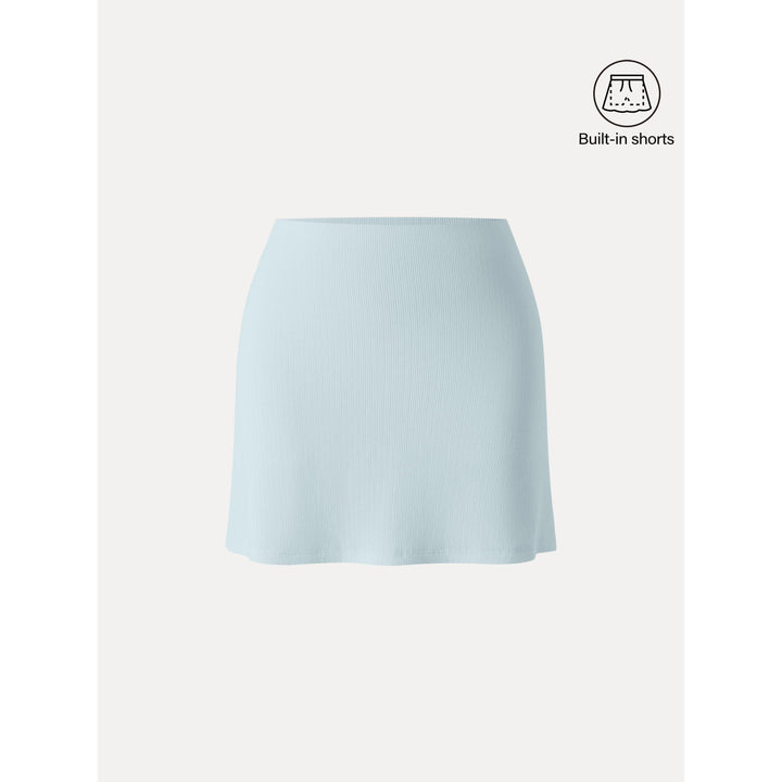 Stretch Cotton Pointelle A-line Mini Skirt with Built-in Shorts