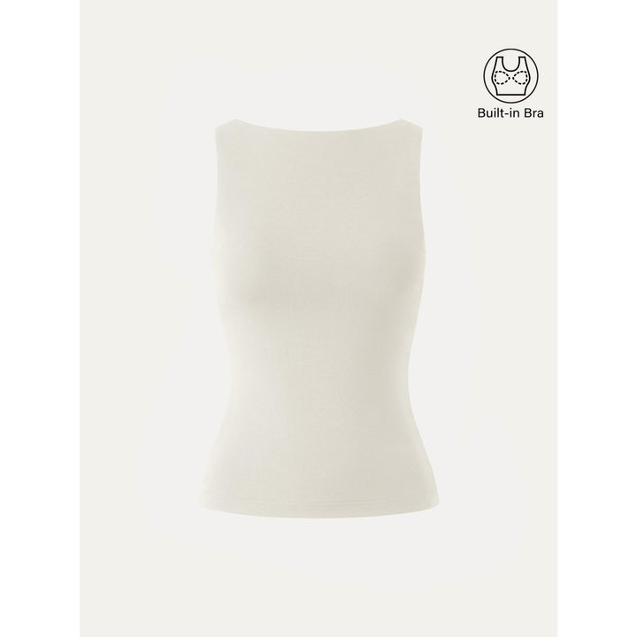 Stretch Cotton Boatneck Bra Tank