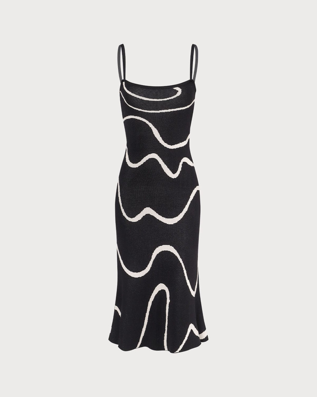 The Black Wave Mermaid Hem Knit Midi Dress