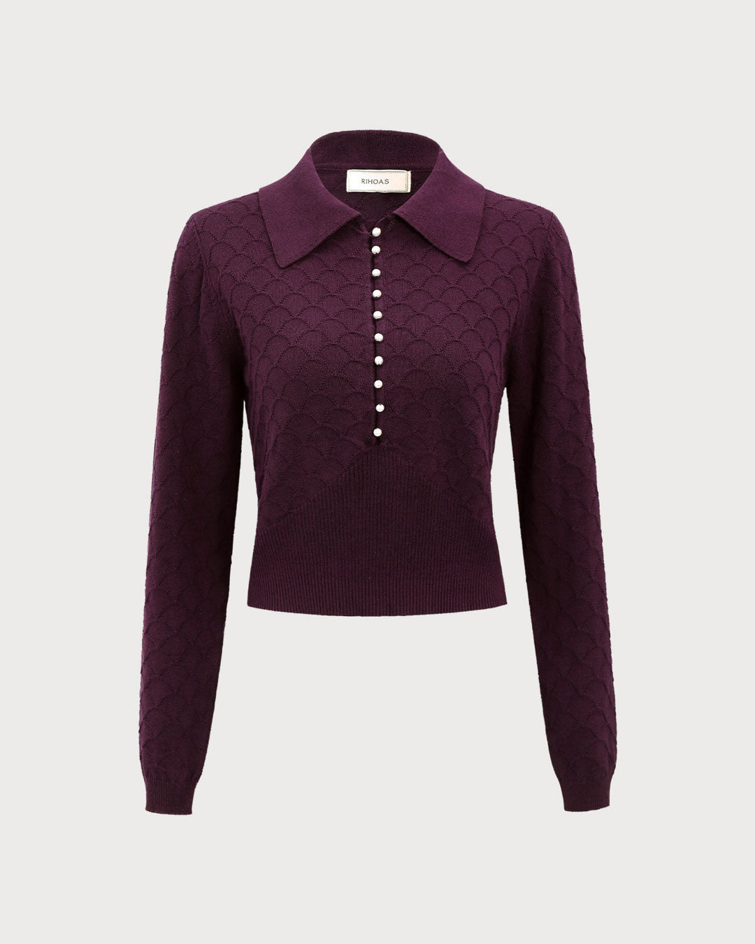 Purple Pearl Buttons Knit Tee