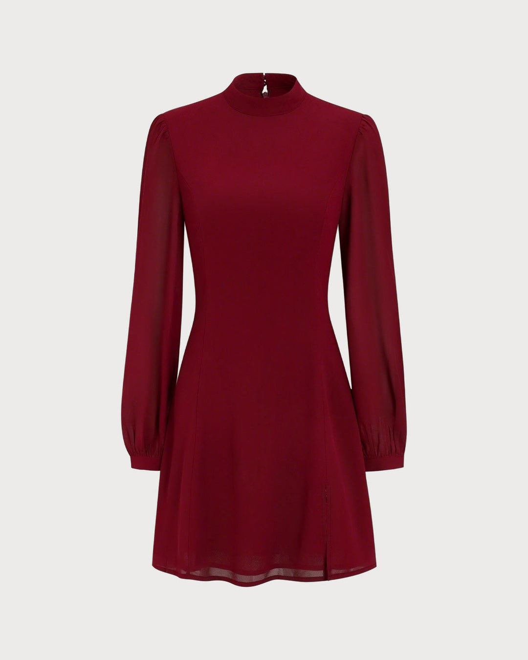 Red Mock Neck See-Through Mini Dress