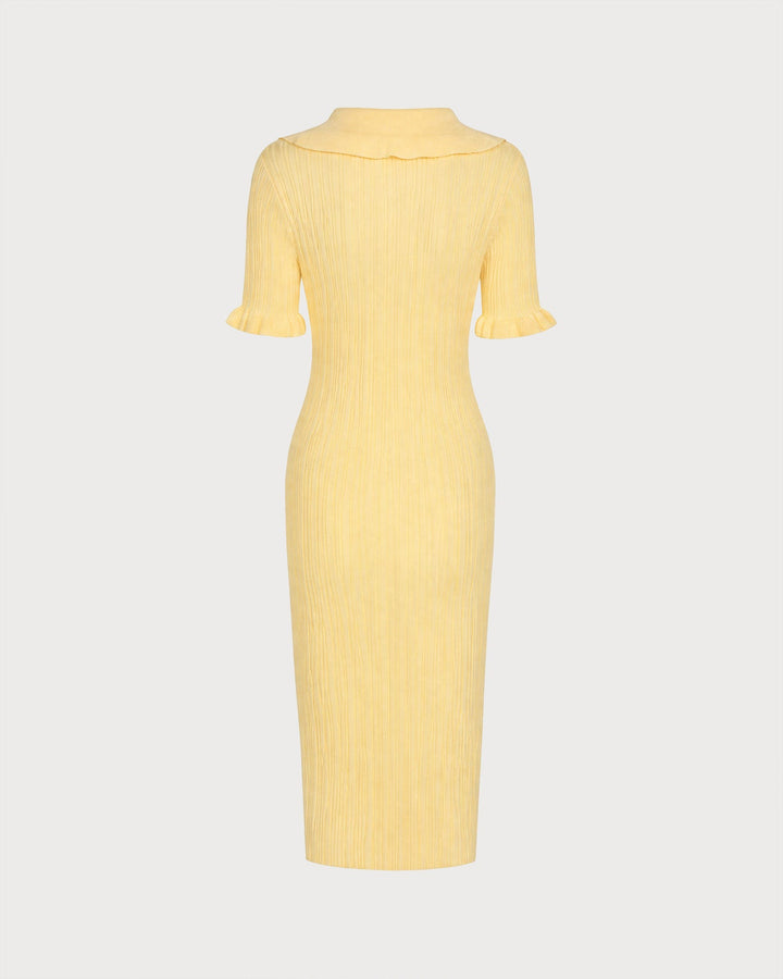 Yellow Textured Tunic Mini Sweater Dress