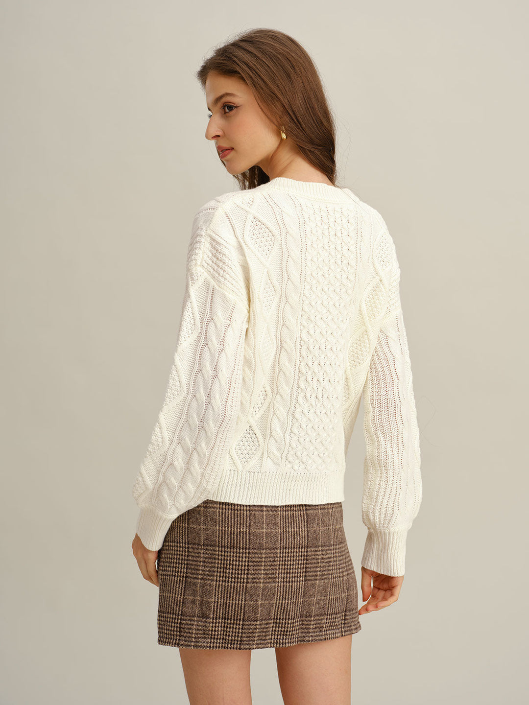 Beige V Neck Sweater