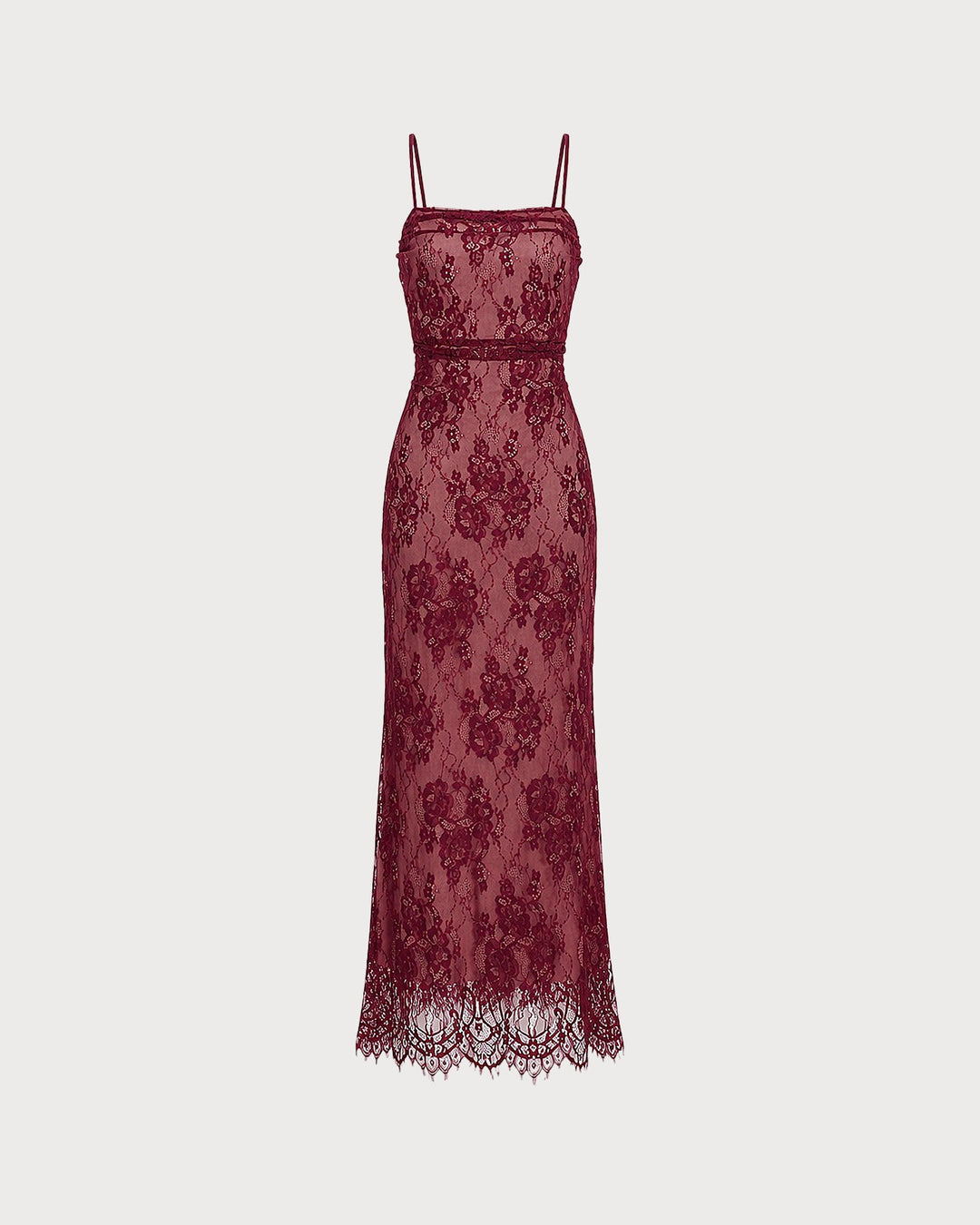 Wine Red Lace Slip Maxi Dress