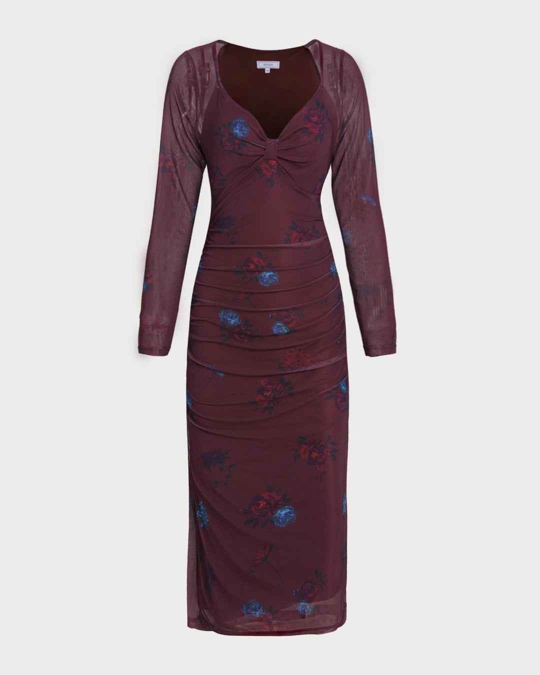 Purple V Neck Floral Midi Dress
