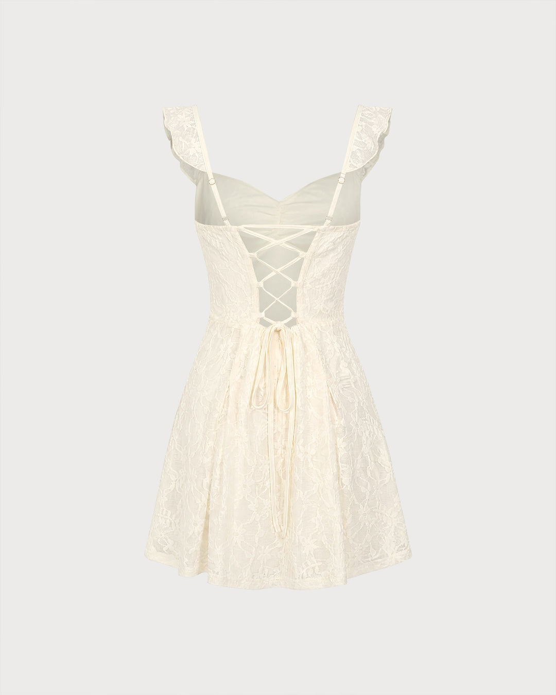 Apricot Sweetheart Neck Floral Lace Mini Dress