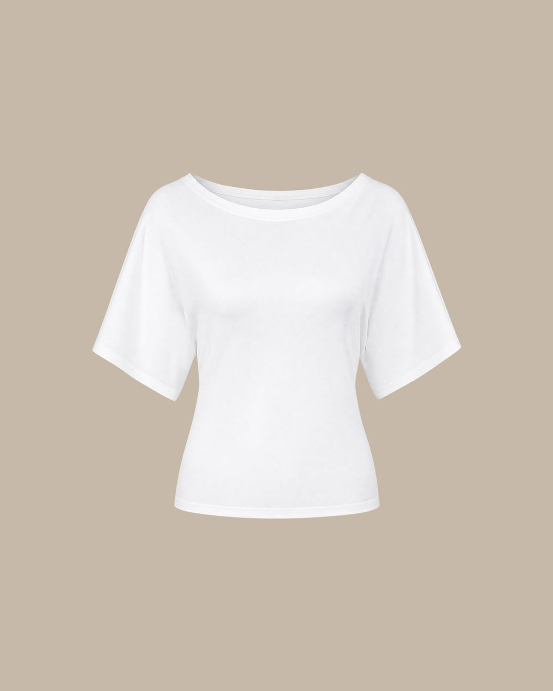 White Solid Boat Neck Knit Tee