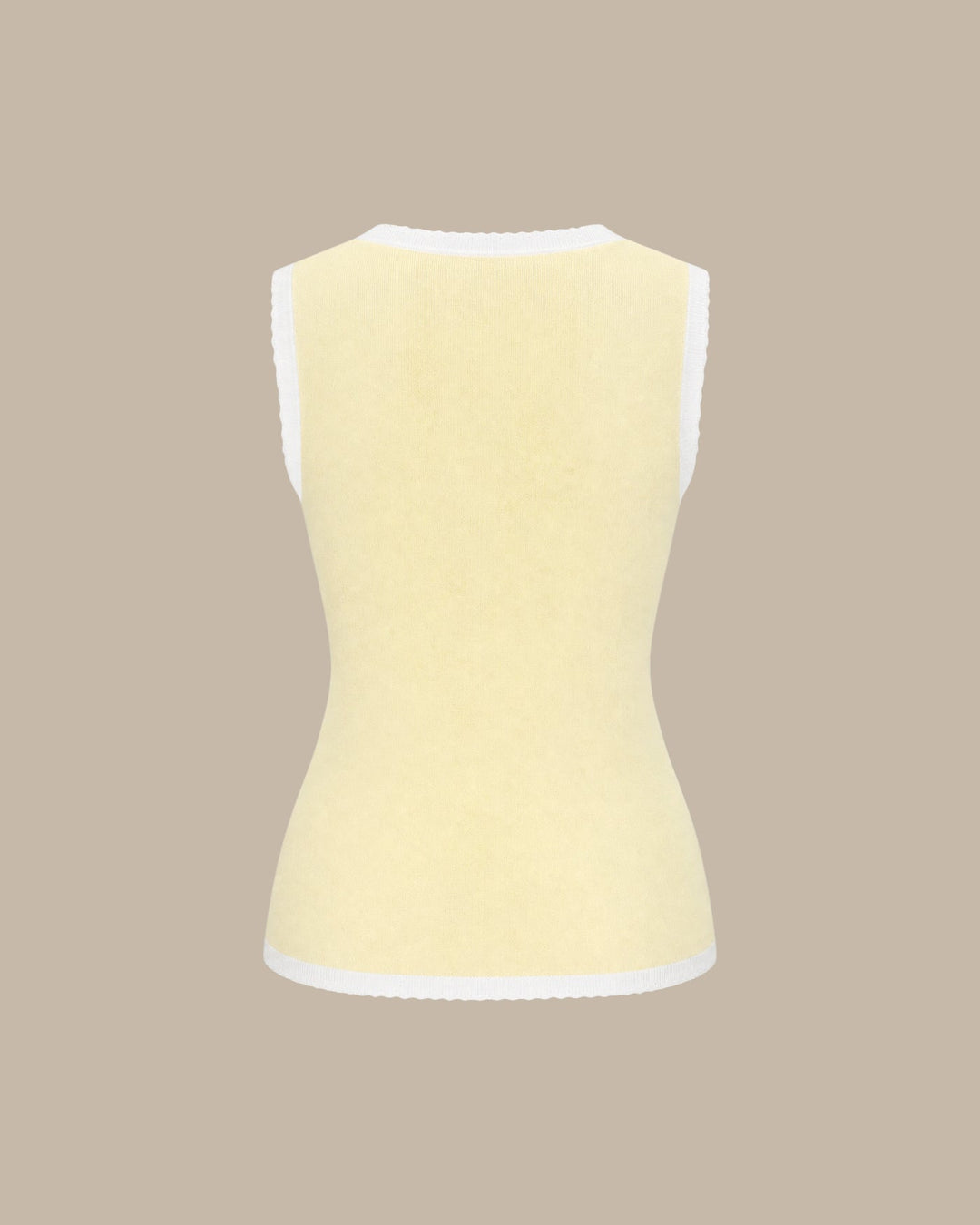 Yellow Contrasting Button Knit Tank