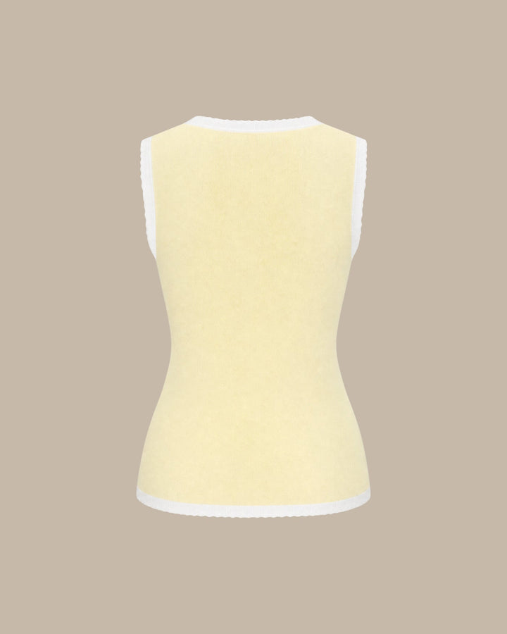 Yellow Contrasting Button Knit Tank