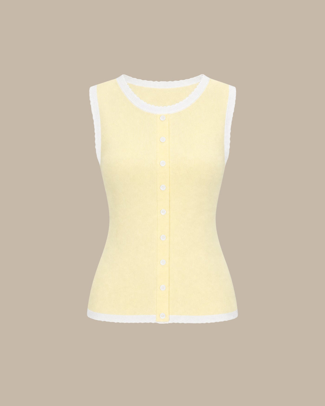 Yellow Contrasting Button Knit Tank