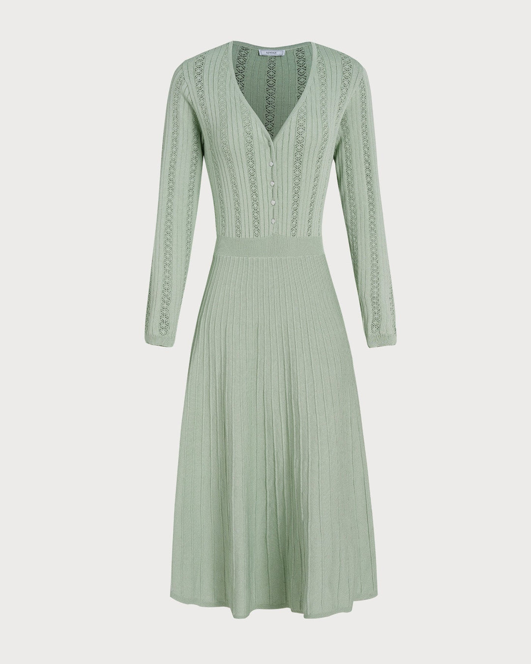 Green V Neck Viscose Sweater Dress