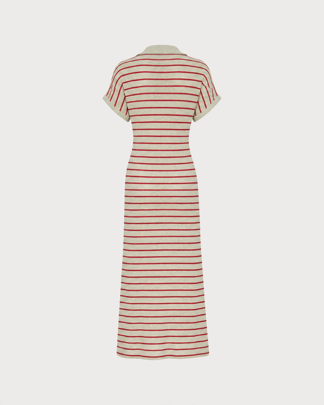 Camel V Neck Striped Midi Sweater Dress