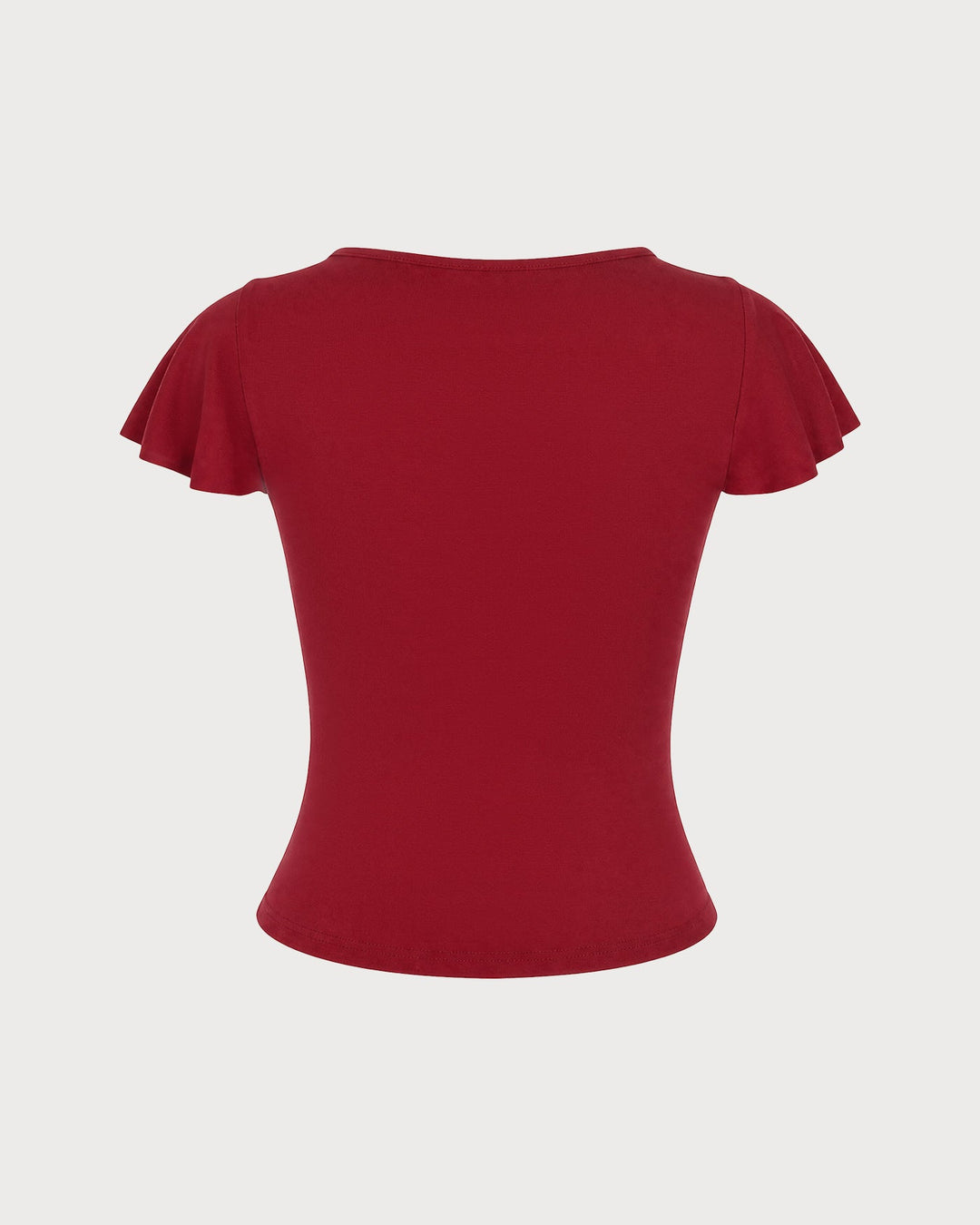 Red Solid Boat Neck Knit Tee
