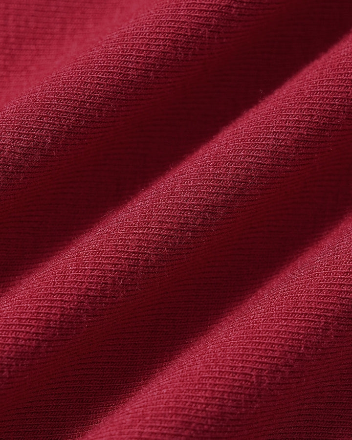 Red Solid Boat Neck Knit Tee