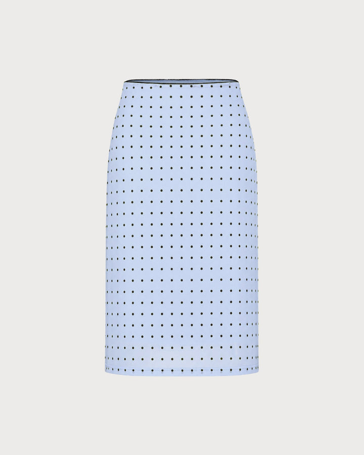 Blue Polka Dot Splicing A-Line Skirt