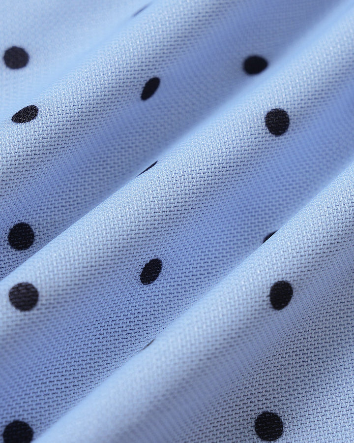 Blue Polka Dot Splicing A-Line Skirt