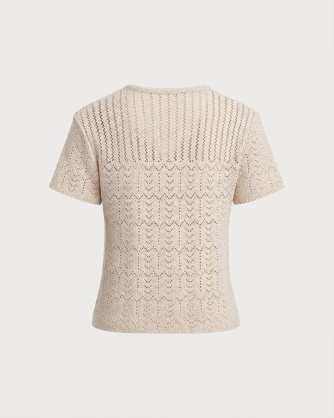 Beige V Neck Textured Button Knit Cardigan