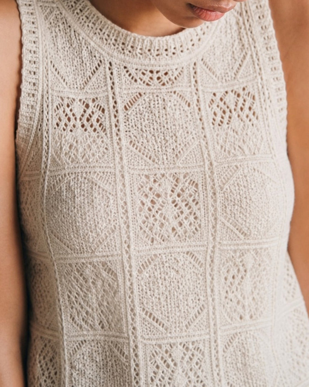 Apricot Round Neck Textured Knit Sweater