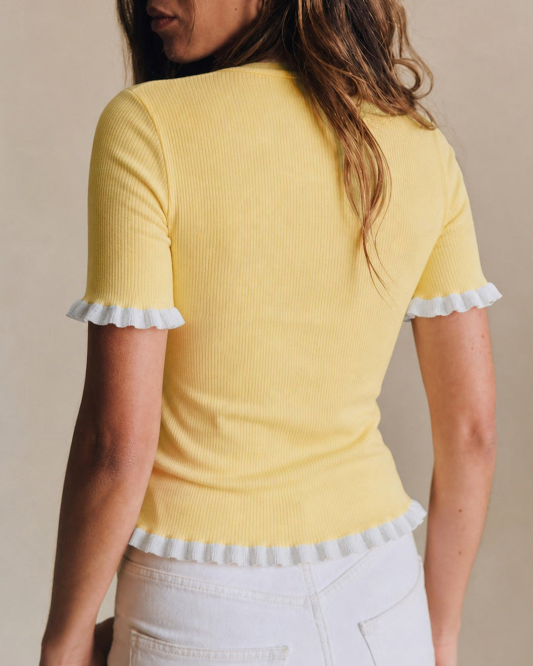 Yellow Single Breasted Contrasting Cardigan