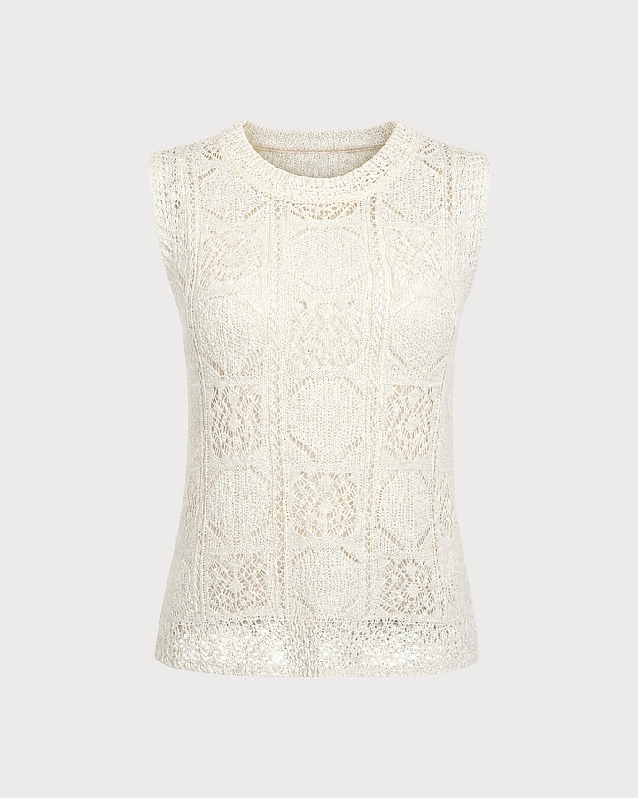 Apricot Round Neck Textured Knit Sweater