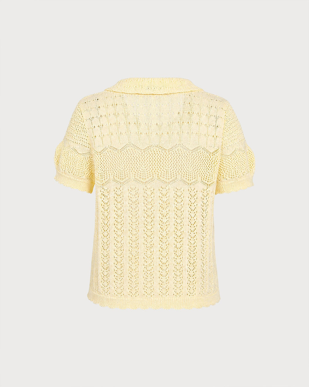 Yellow Collar Textured Button Knit Cardigan