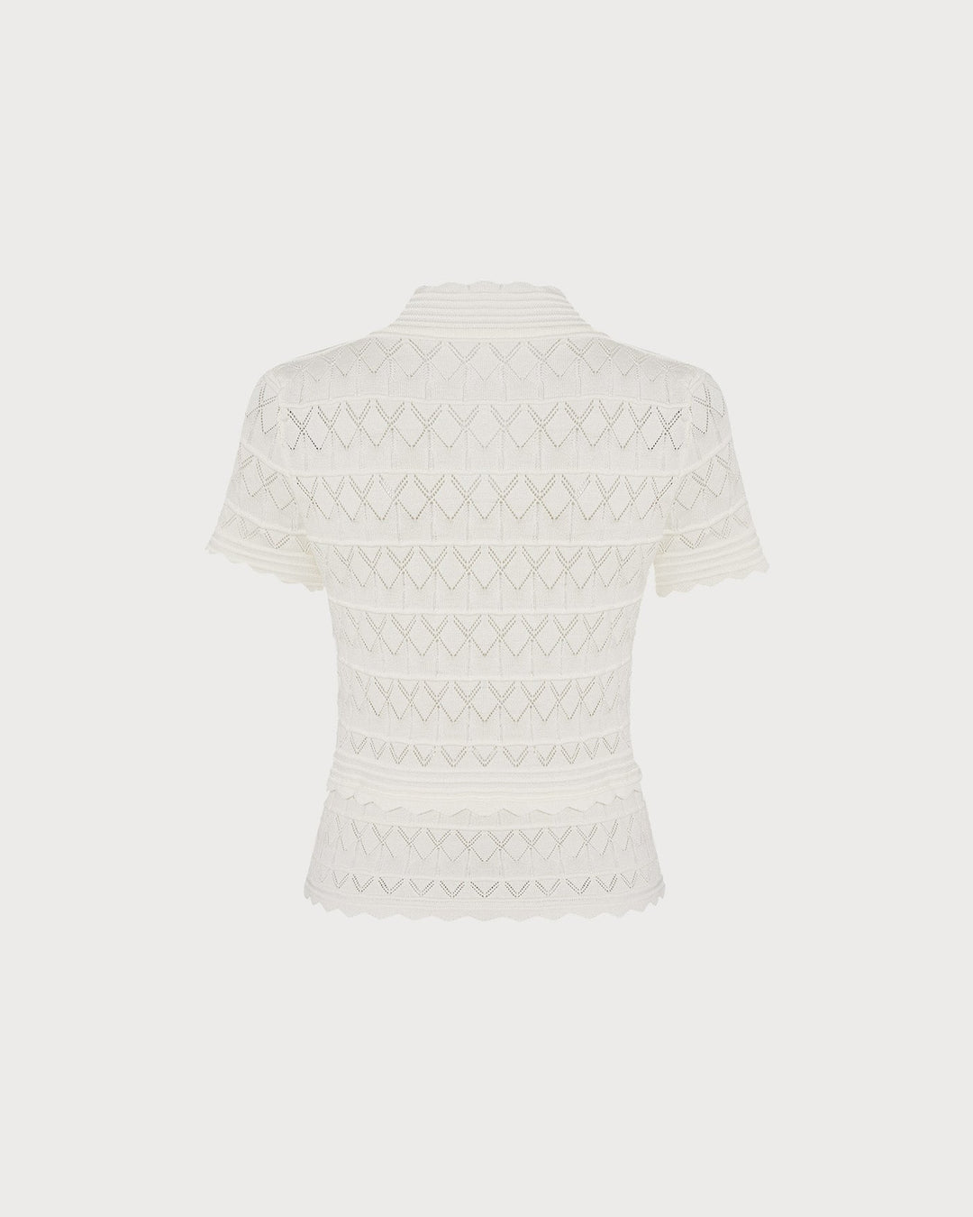 Off White Solid V Neck Textured Sweater