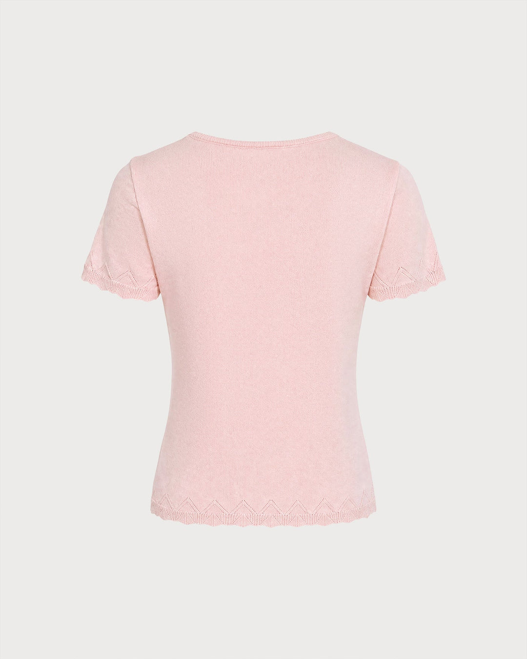 Pink U Neck Textured Knit Sweater
