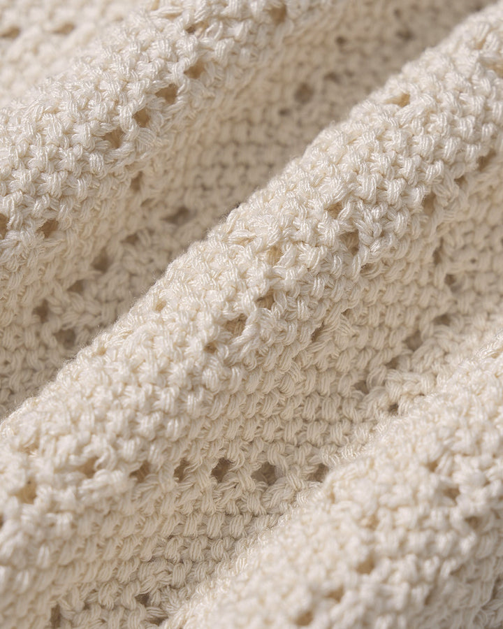 Beige V Neck Textured Button Knit Cardigan