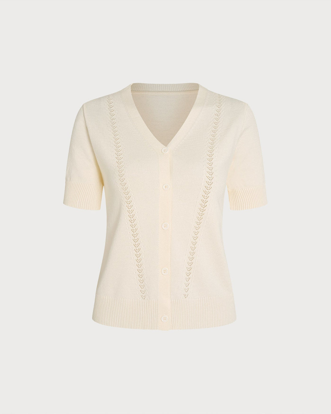 Apricot V Neck Button Knit Cardigan