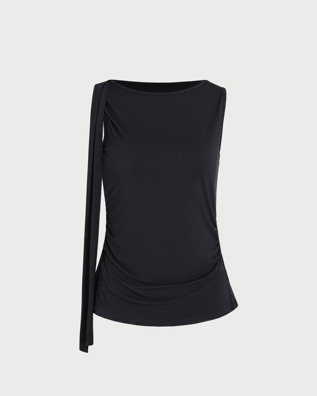 Black Boat Neck Knit Tank Top