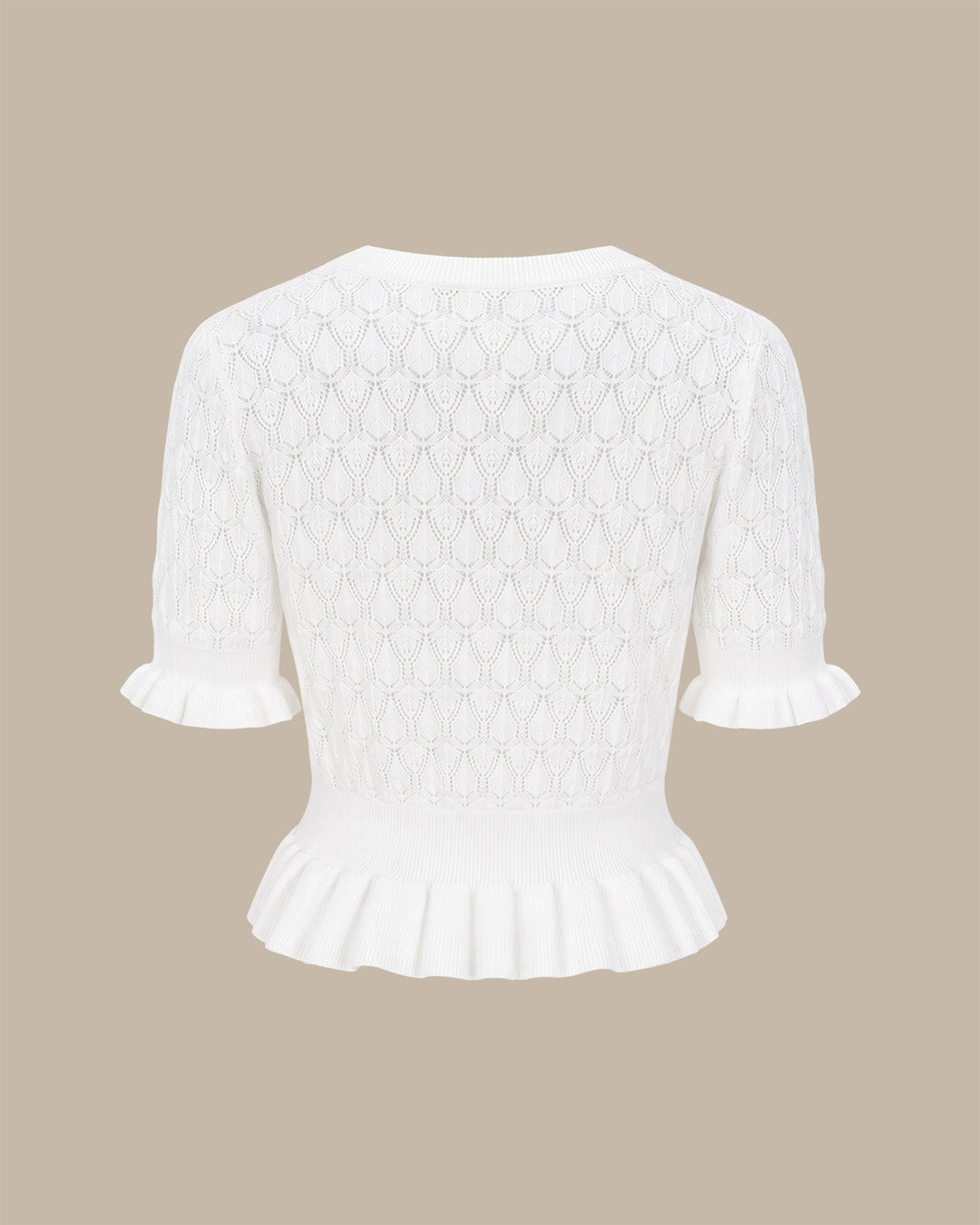 White Round Neck Textured Sweater