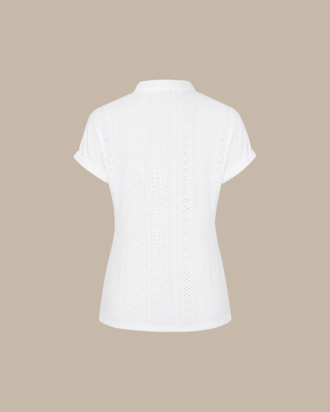 White V Neck Textured Cut Out Tee