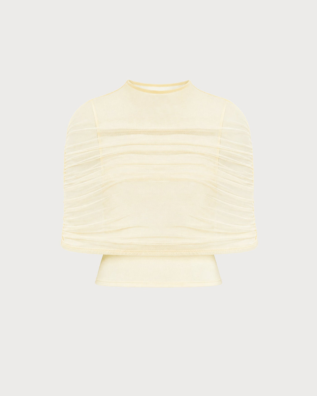 Apricot Turtle Cowl Sleeve Ruched Tee