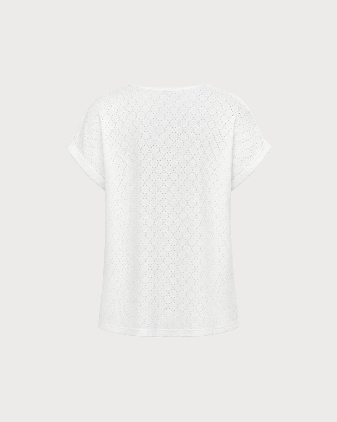 White V Neck Cut Out Textured Tee
