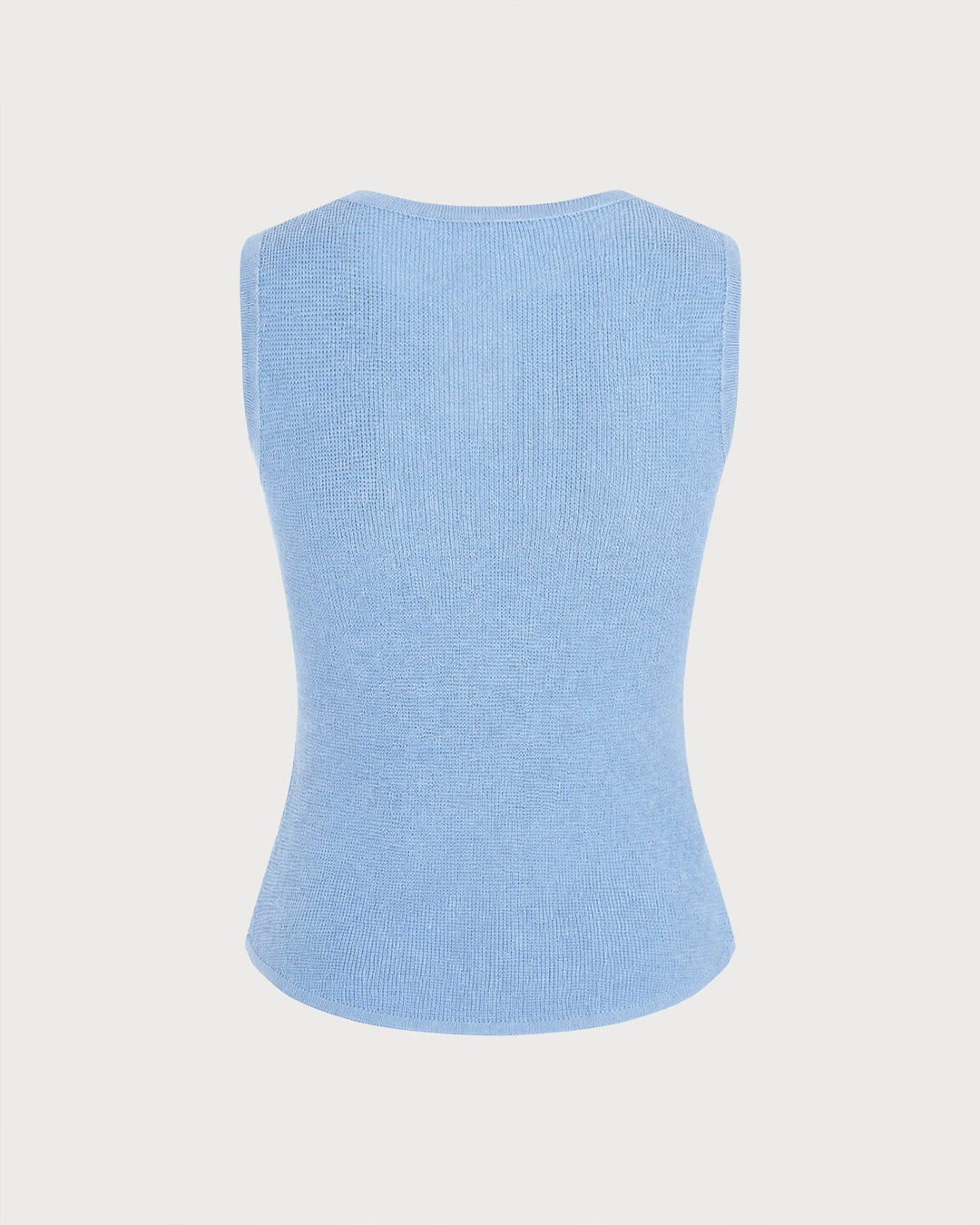 Blue V Neck Textured Knit Tank Top