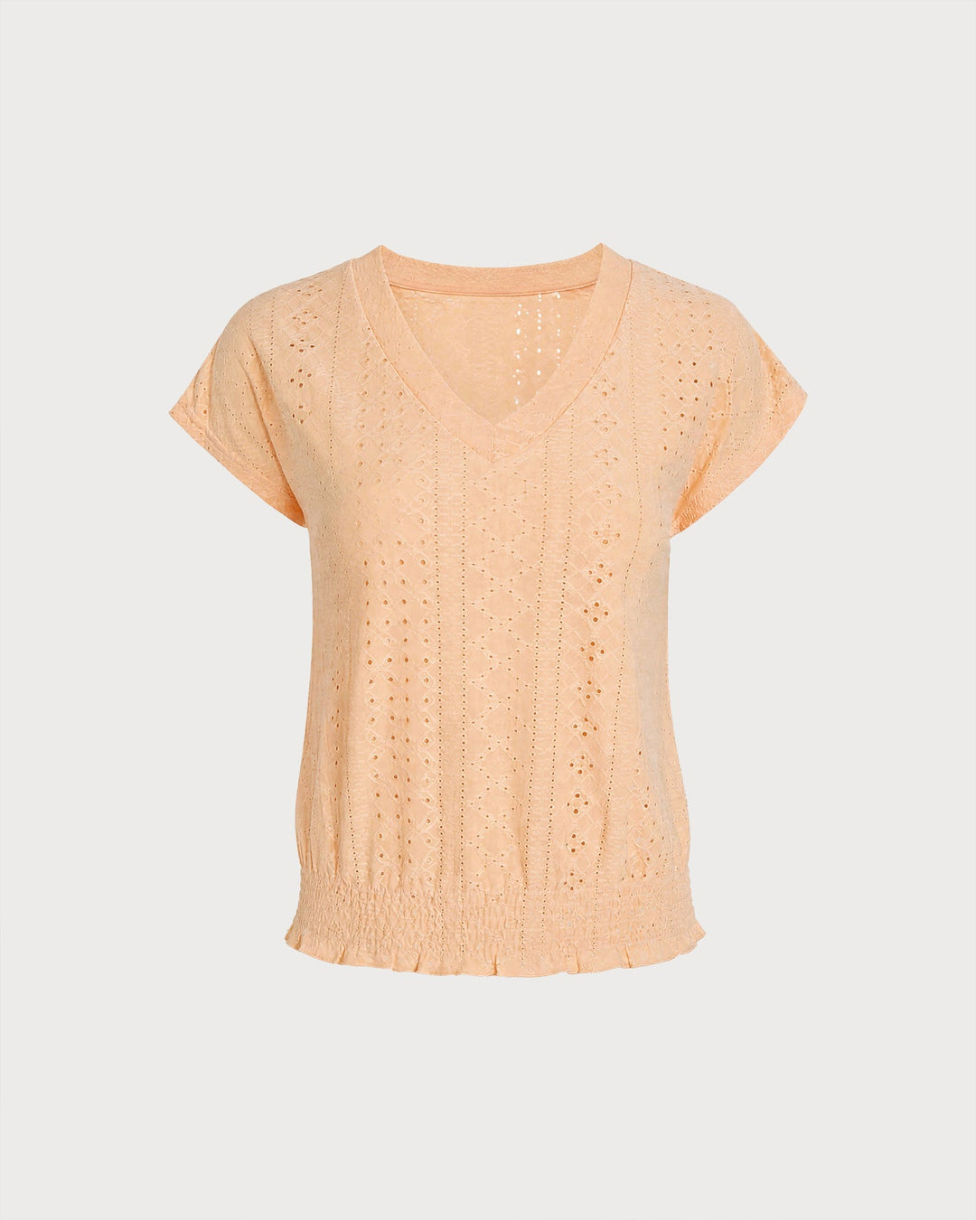 Yellow V Neck Ruched Textured Tee