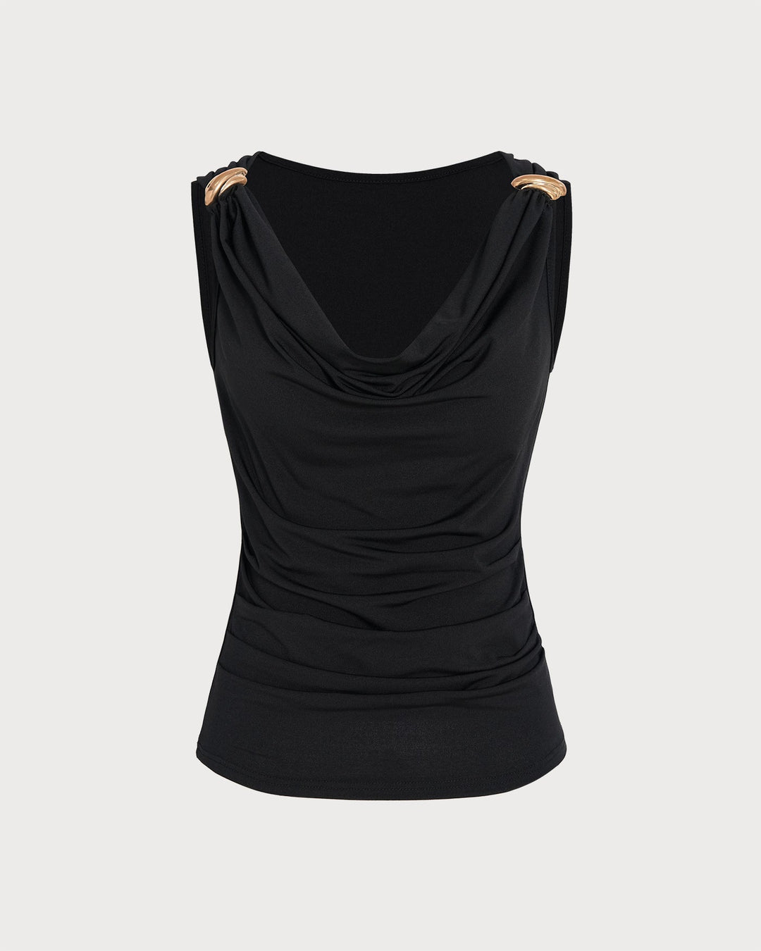 Black Cowl Neck Sleeveless Tank Top
