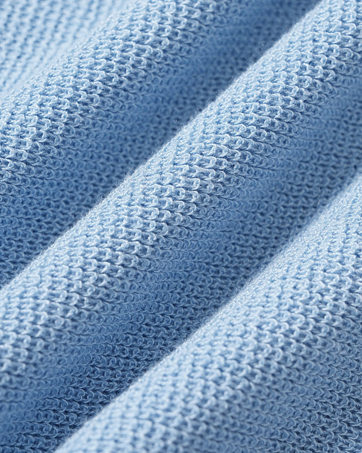 Blue V Neck Textured Knit Tank Top