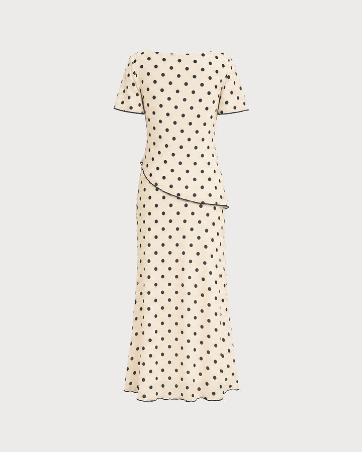 Apricot Square Neck Polka Dot Two-Piece Set