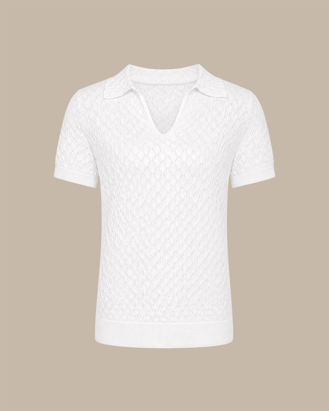 White Cut Out Textured Tee